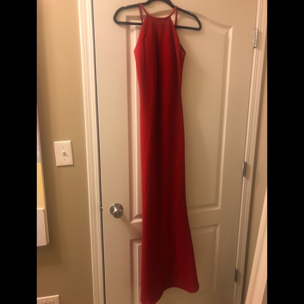 Red Floor Length Calvin Klein Formal Dress